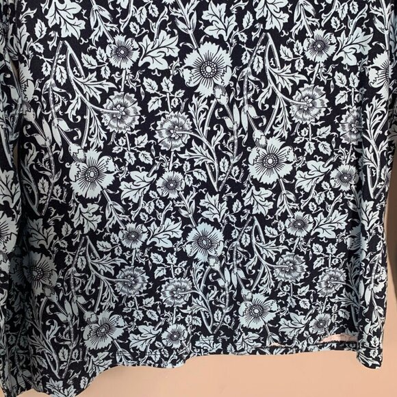 Talbots cotton stretch blend flower long sleeve fitted basic shirt top blouse - Picture 5 of 9